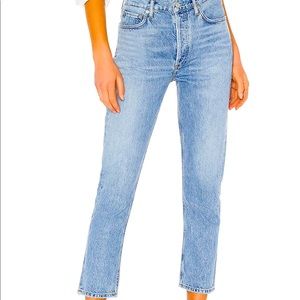 AGOLDE Riley High Rise Straight Crop in Blur, Size 28